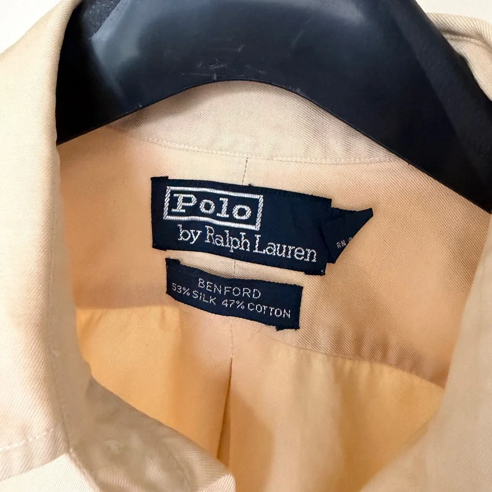 Polo Ralph Lauren Benford Silk Cotton‎ Shirt Yellow Distressed Thrashed Mens L
